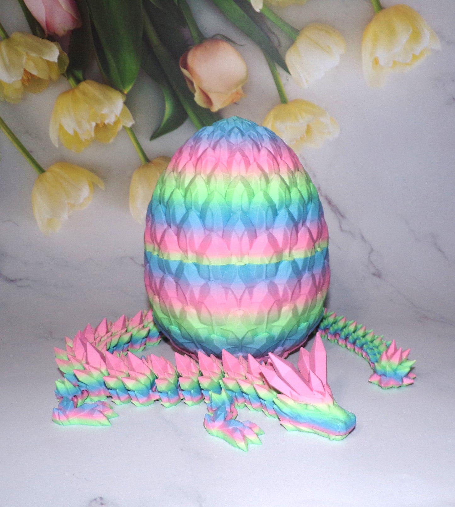 3D Printed Crystal Dragon, Dragon Egg, Articulated Dragon Figurine, Toddler Room Decor, Dragon Toy Handmade Flexi Toys, Bookshelf Decor - Wonderland 3D Printing