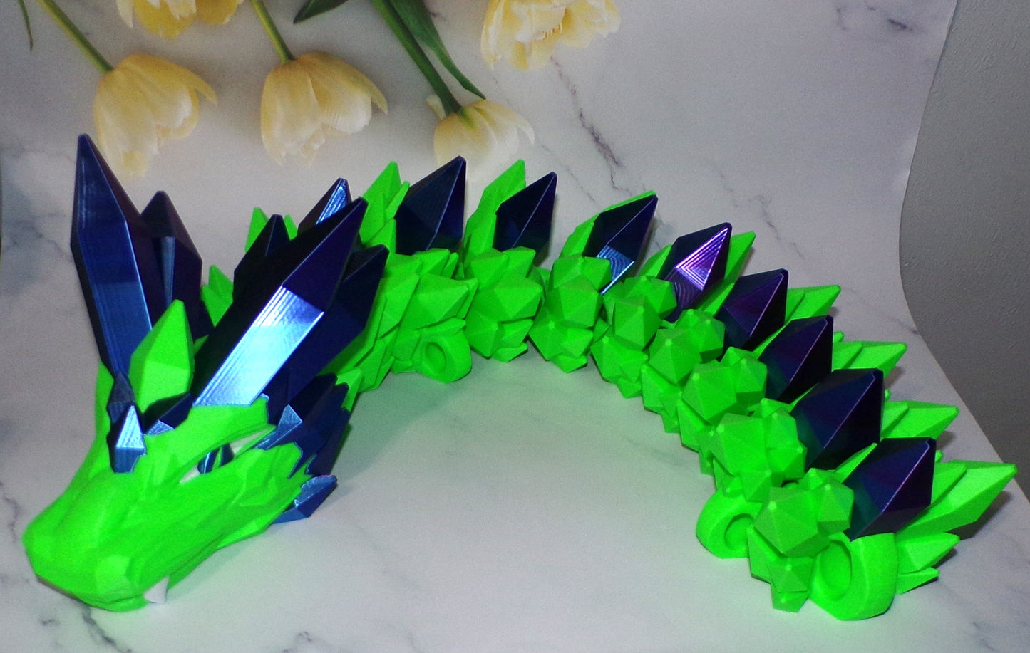 Crystal Dragon 6.7ft or 5 ft long Dragon 3D Printed Articulated Figurine - Wonderland 3D Printing