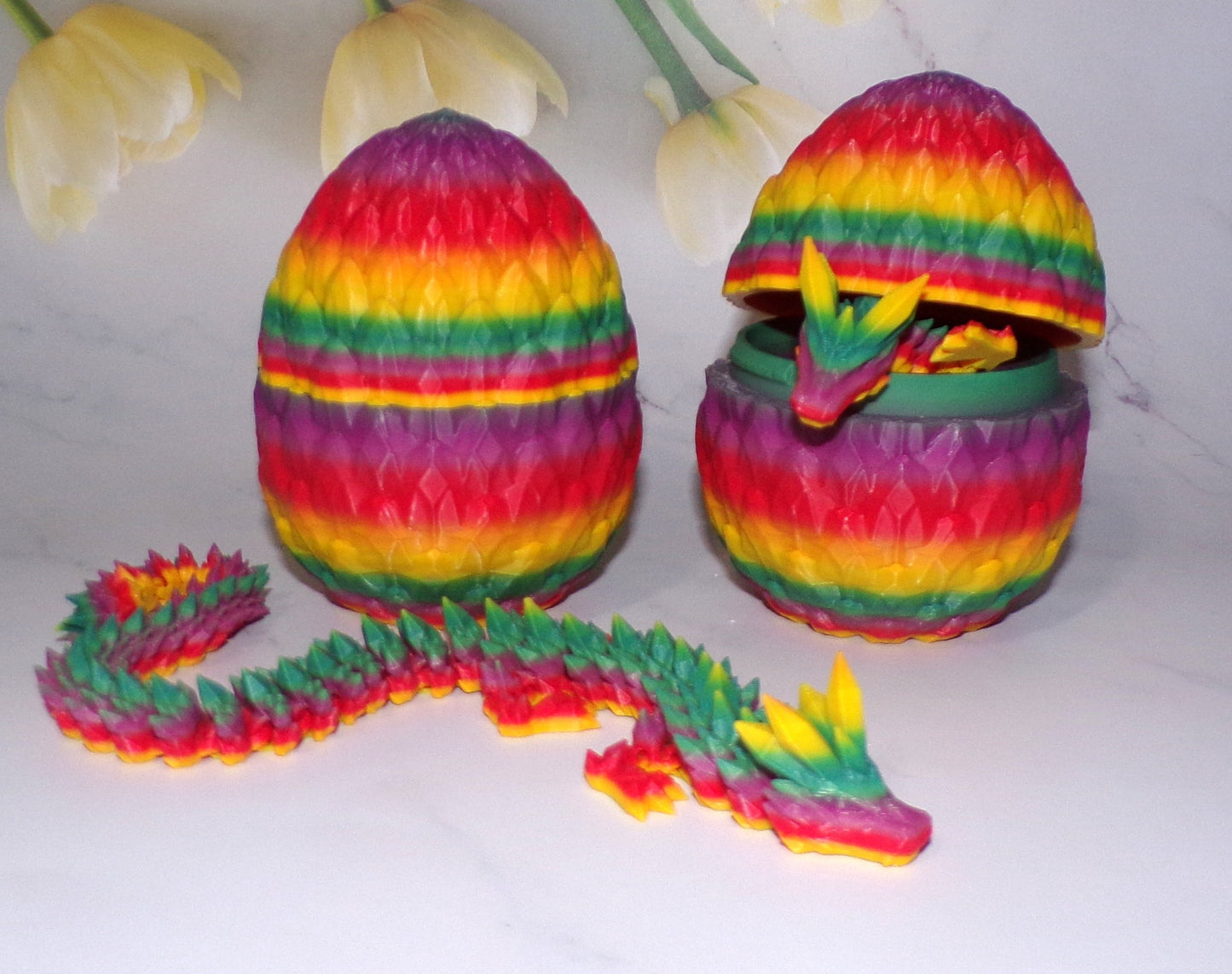 3D Printed Crystal Dragon, Dragon Egg, Articulated Dragon Figurine, Toddler Room Decor, Dragon Toy Handmade Flexi Toys, Bookshelf Decor - Wonderland 3D Printing