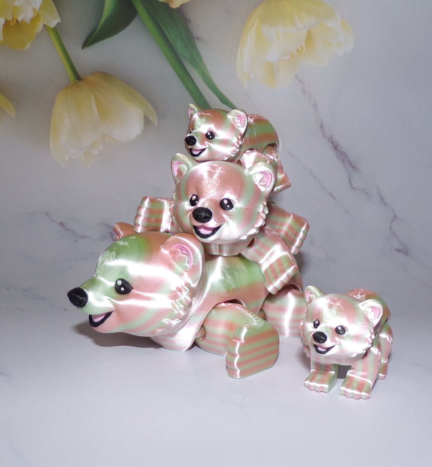 Baby Polar Bear or Snowball Bear 3d Printed Flexi Fidget Toy - Wonderland 3D Printing