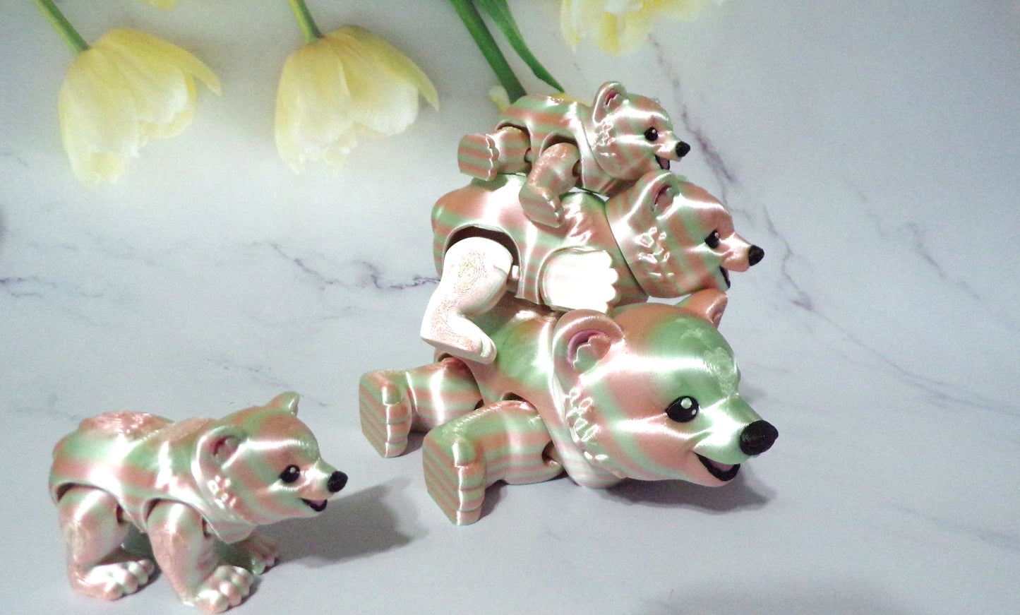Baby Polar Bear or Snowball Bear 3d Printed Flexi Fidget Toy - Wonderland 3D Printing