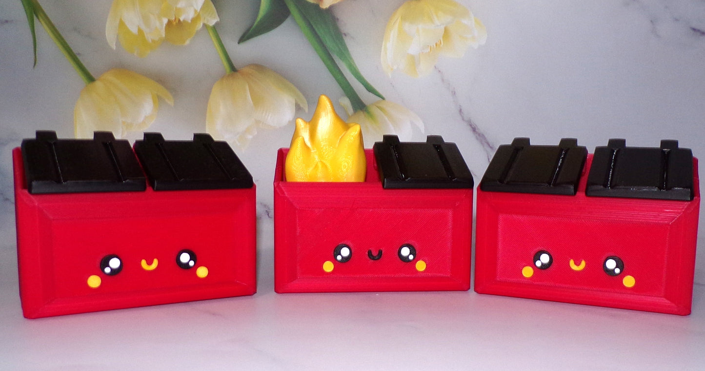 Dumpster Fire, Dumpster, Happy Dumpster Full Color 3D Printed Articulated Fidget Toy - Wonderland 3D Printing