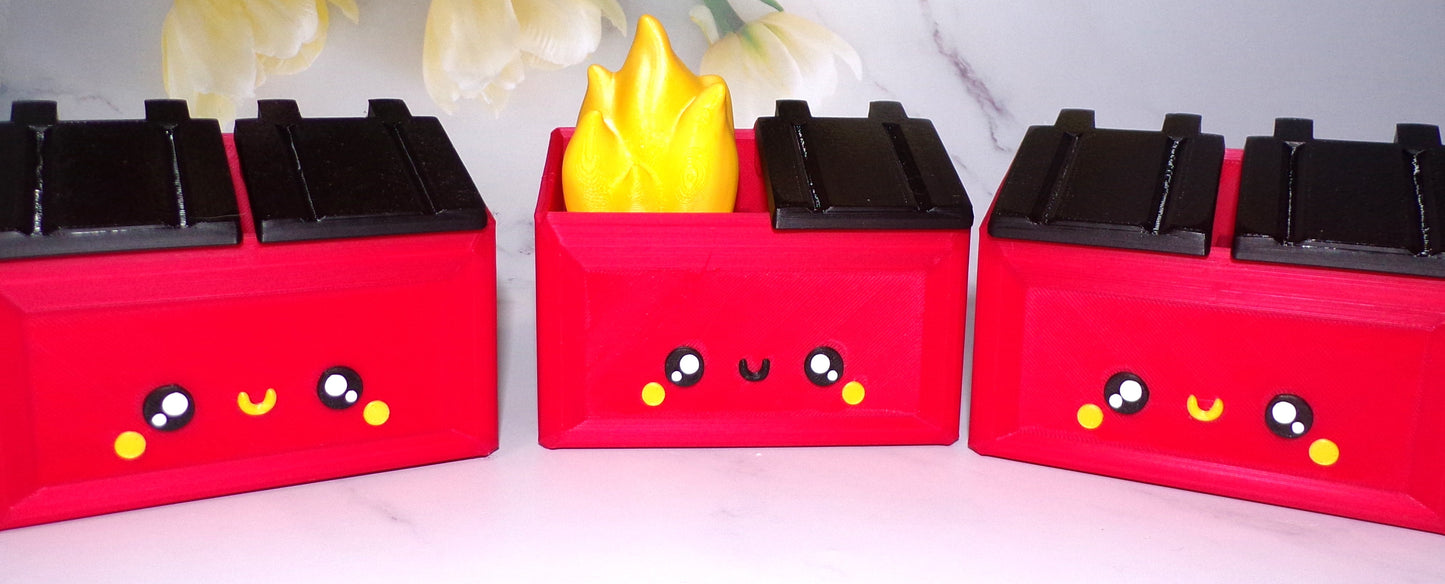 Dumpster Fire, Dumpster, Happy Dumpster Full Color 3D Printed Articulated Fidget Toy - Wonderland 3D Printing