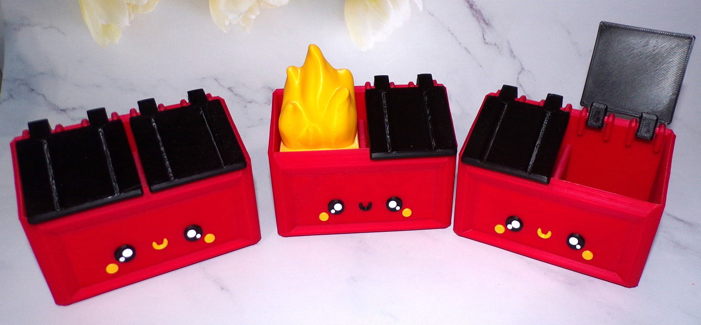 Dumpster Fire, Dumpster, Happy Dumpster Full Color 3D Printed Articulated Fidget Toy - Wonderland 3D Printing