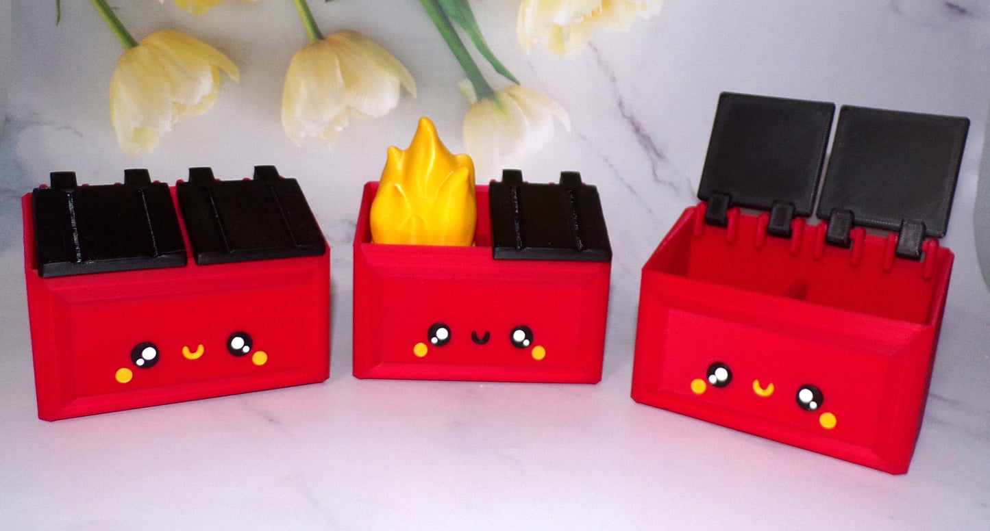Dumpster Fire, Dumpster, Happy Dumpster Full Color 3D Printed Articulated Fidget Toy - Wonderland 3D Printing