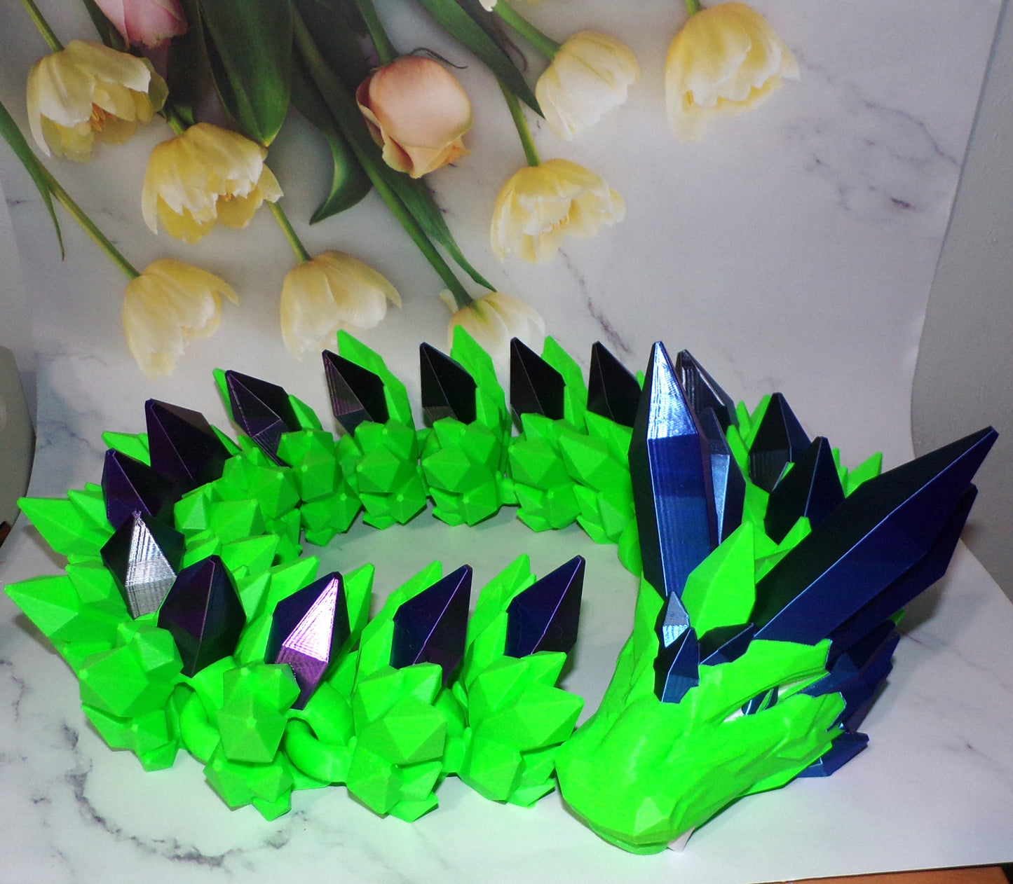 Crystal Dragon 6.7ft or 5 ft long Dragon 3D Printed Articulated Figurine - Wonderland 3D Printing