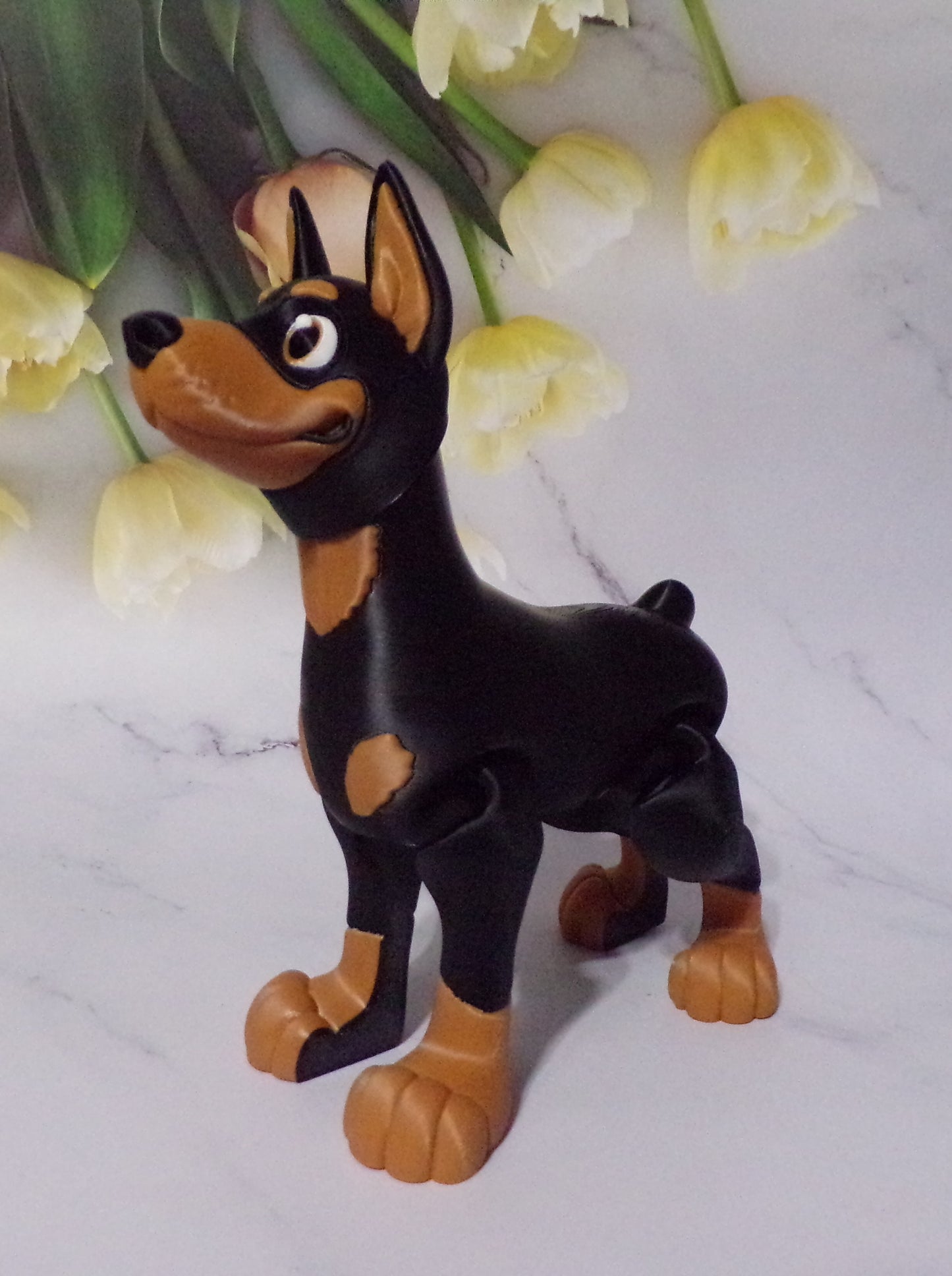 Doberman 3D Printed Articulated Figurine Fidget Toy - Wonderland 3D Printing