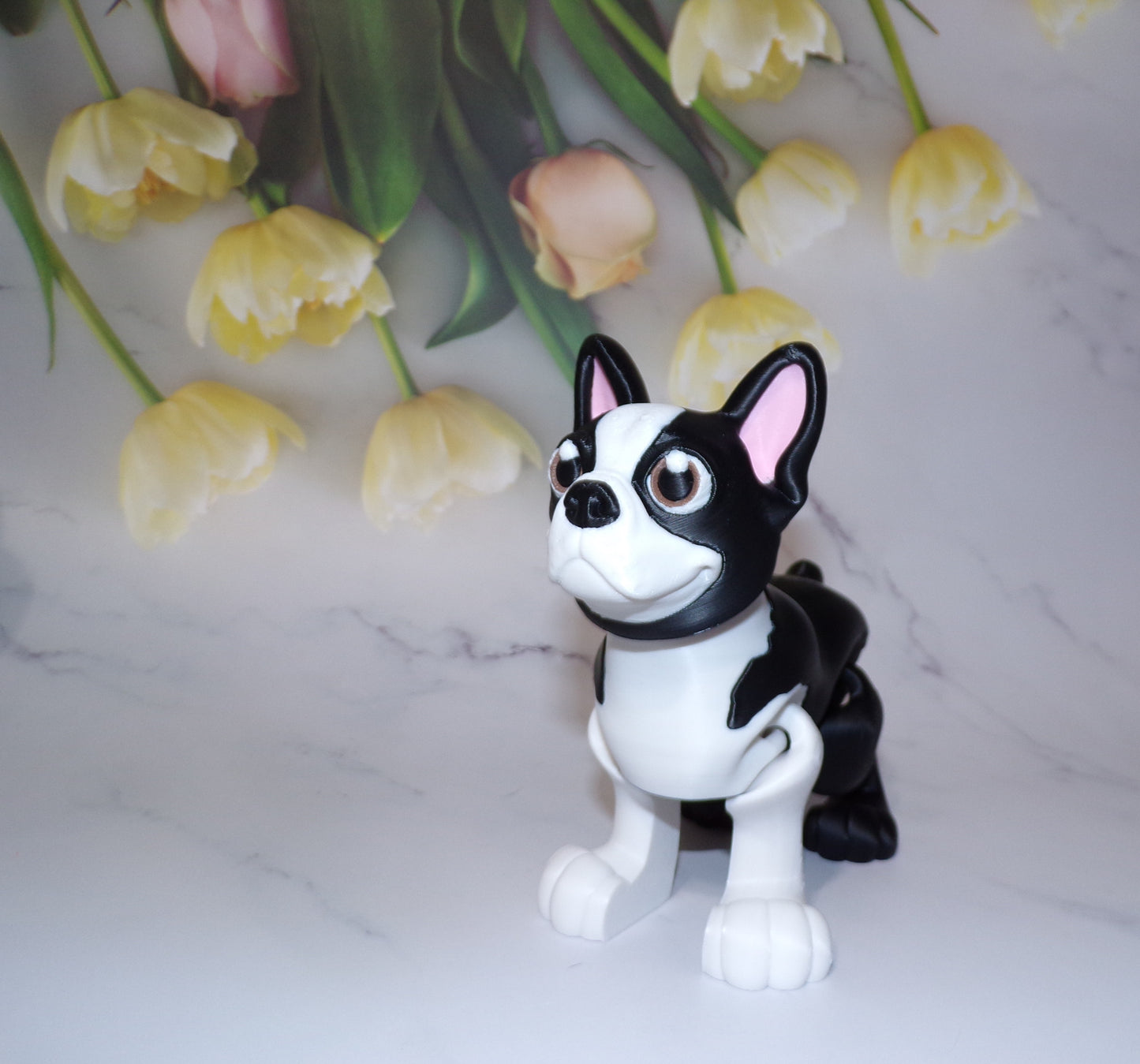 Boston Terrier 3D Printed Articulated Figurine Fidget Toy - Wonderland 3D Printing