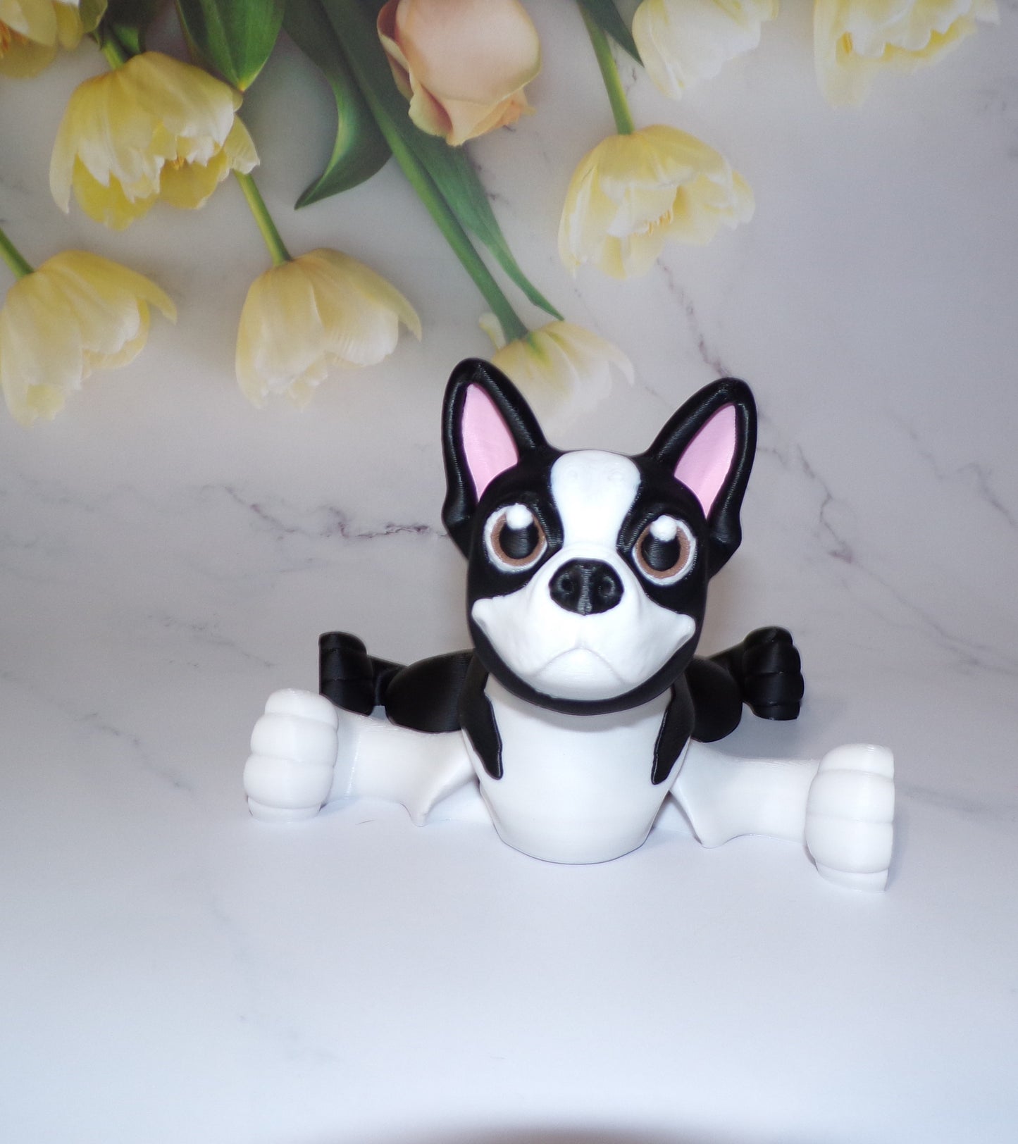 Boston Terrier 3D Printed Articulated Figurine Fidget Toy - Wonderland 3D Printing