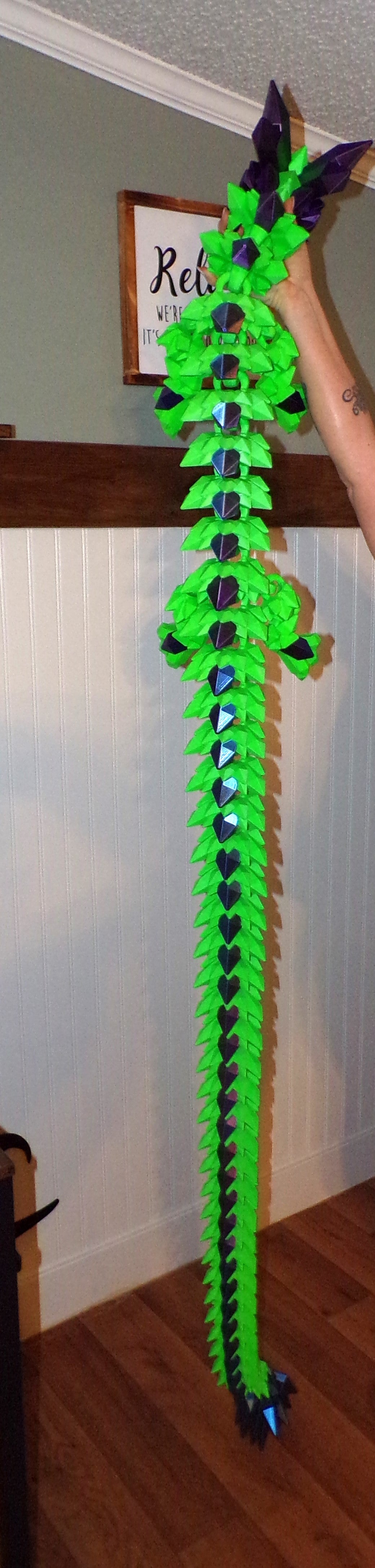 Crystal Dragon 6.7ft or 5 ft long Dragon 3D Printed Articulated Figurine - Wonderland 3D Printing
