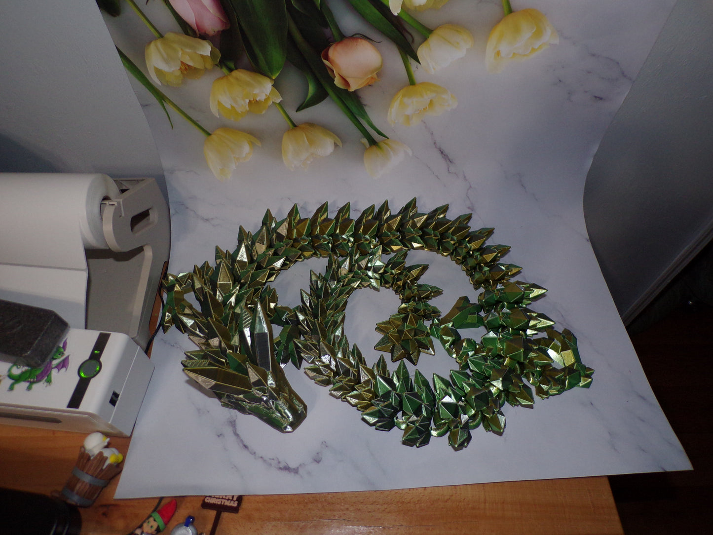 Crystal Dragon 6.7ft or 5 ft long Dragon 3D Printed Articulated Figurine - Wonderland 3D Printing