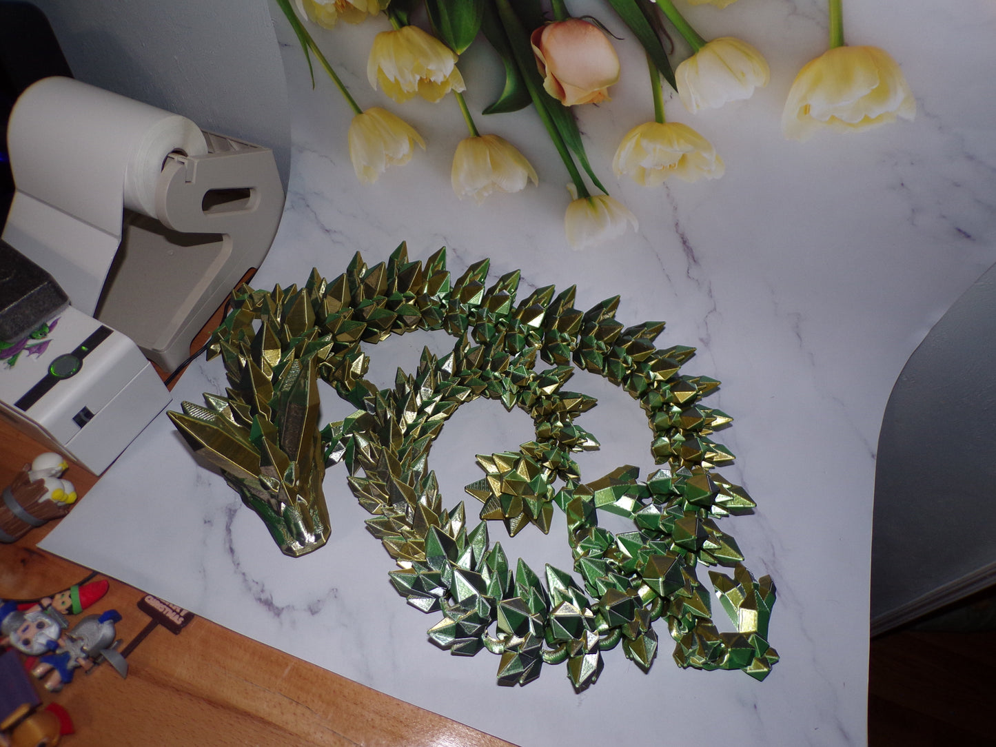 Crystal Dragon 6.7ft or 5 ft long Dragon 3D Printed Articulated Figurine - Wonderland 3D Printing
