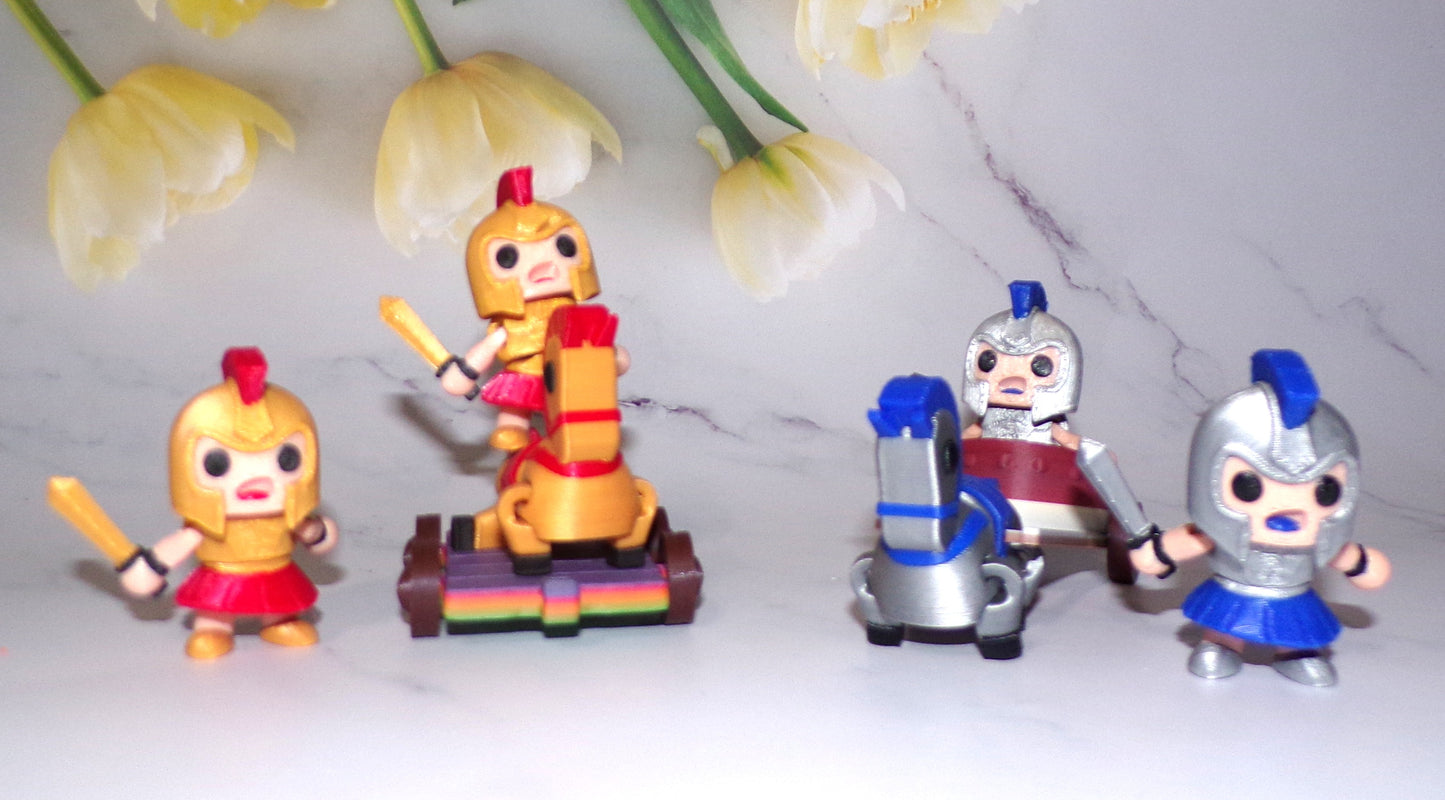 Gladiator with Horse Set 3D Printed Articulated Figurines Fidget Toy