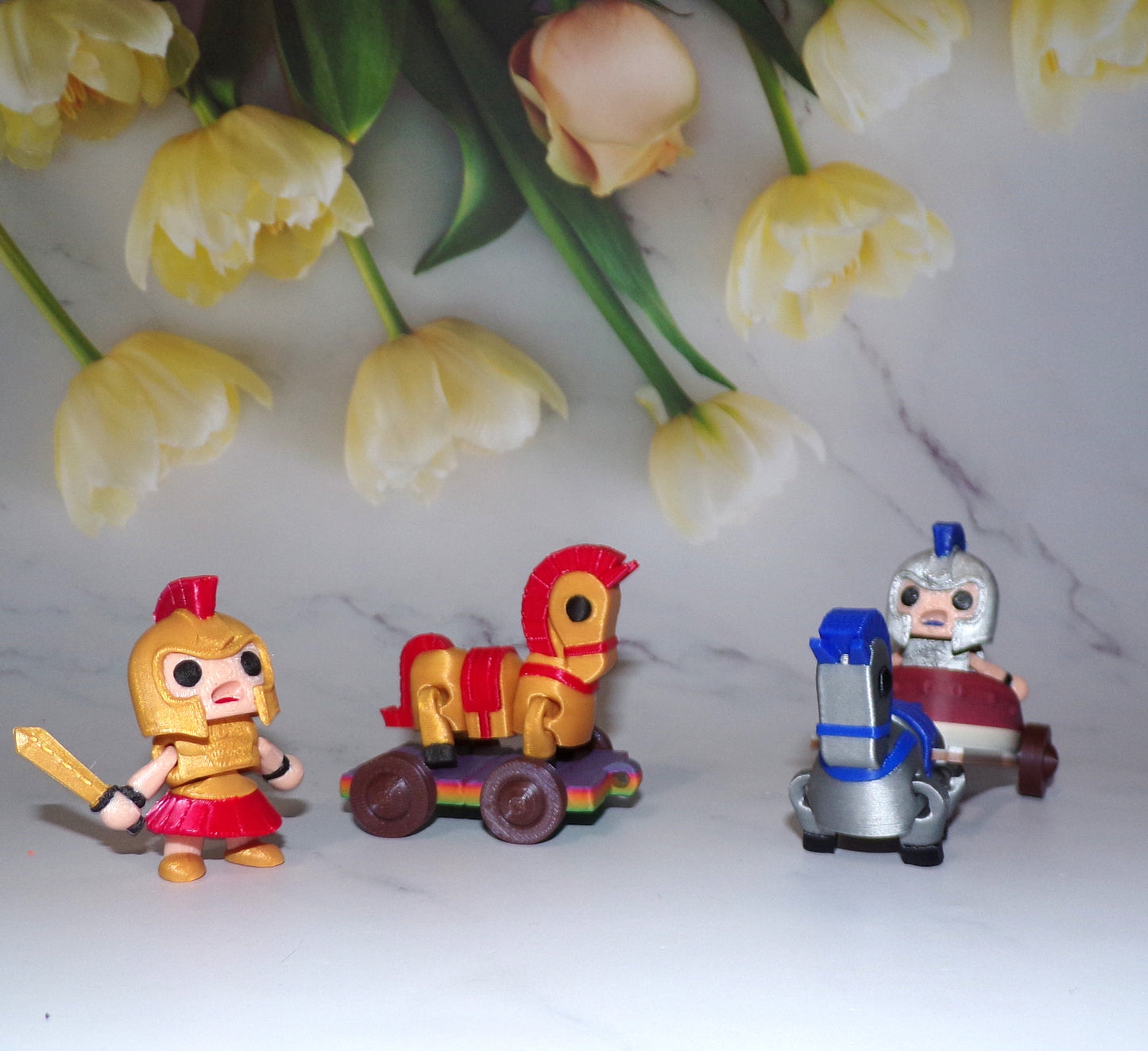 Gladiator with Horse Set 3D Printed Articulated Figurines Fidget Toy