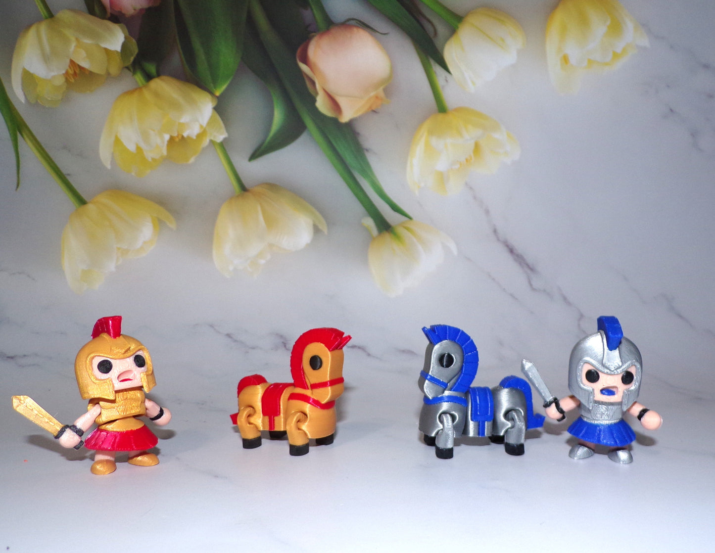 Gladiator with Horse Set 3D Printed Articulated Figurines Fidget Toy
