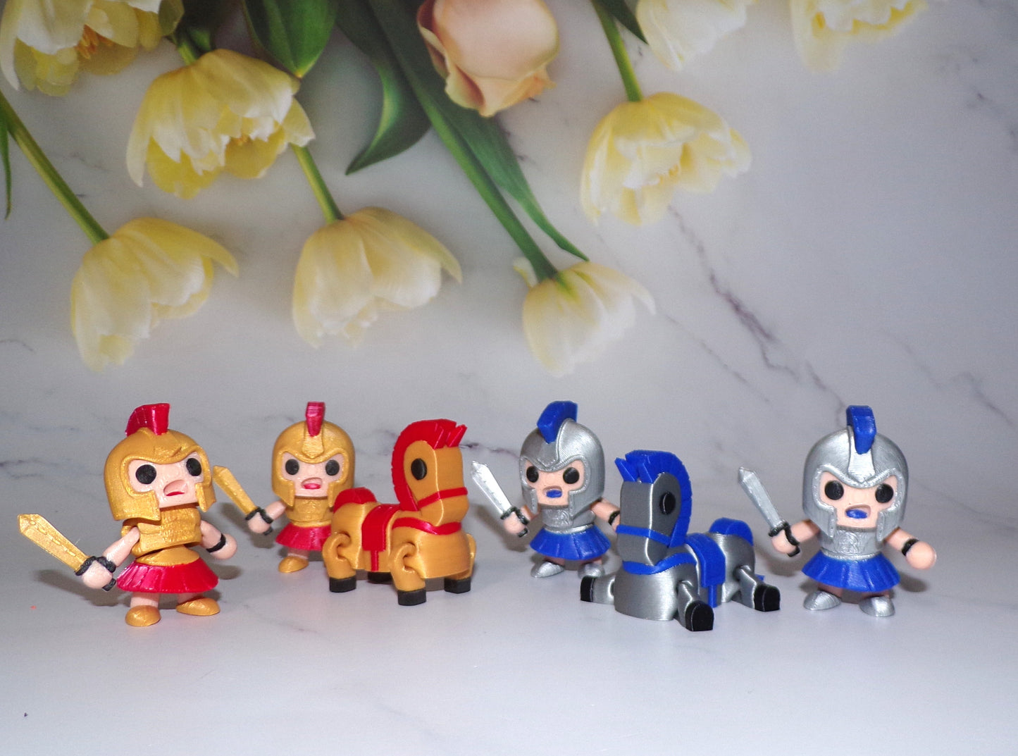 Gladiator with Horse Set 3D Printed Articulated Figurines Fidget Toy