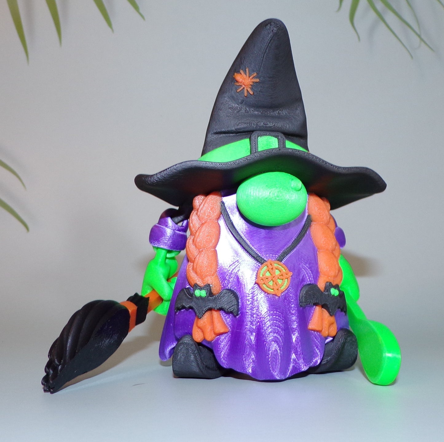 Witch 3D Printed Articulated Figurine comes with pot, spoon and broom - Wonderland 3D Printing