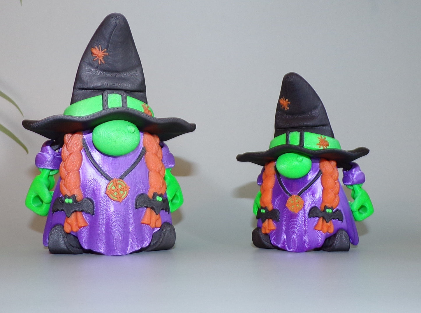 Witch 3D Printed Articulated Figurine comes with pot, spoon and broom - Wonderland 3D Printing