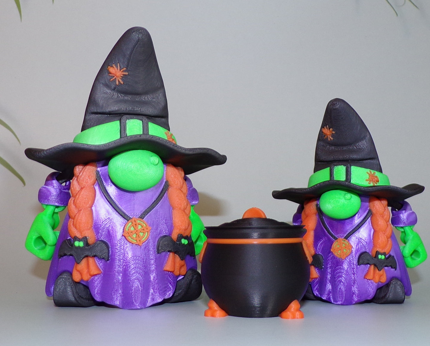 Witch 3D Printed Articulated Figurine comes with pot, spoon and broom - Wonderland 3D Printing