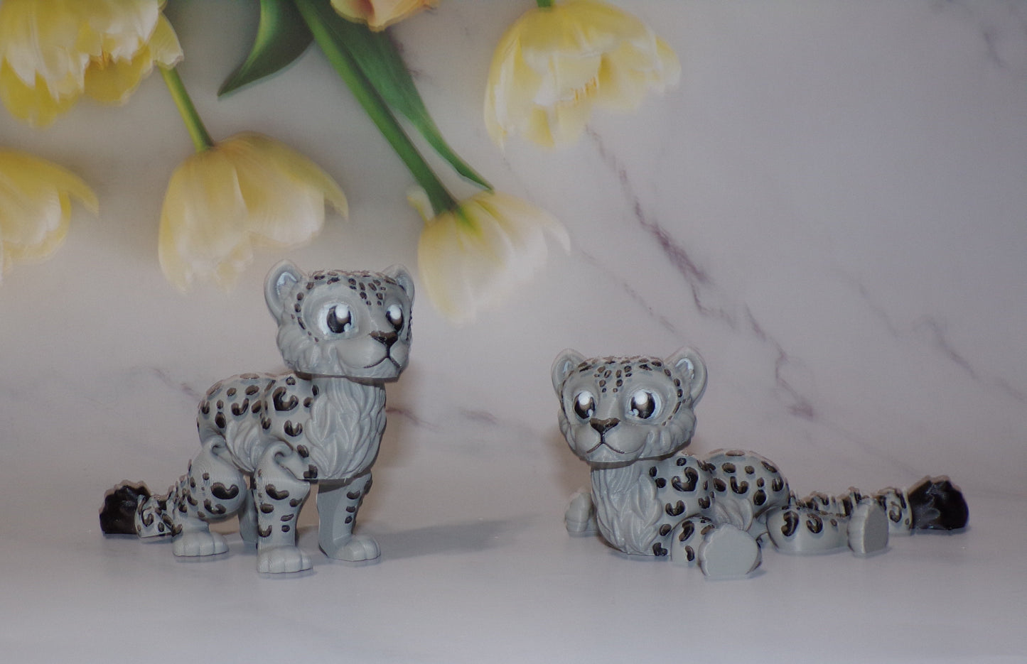 Snow Leopard 3D Printed Articulated Flexi Fidget Figurine