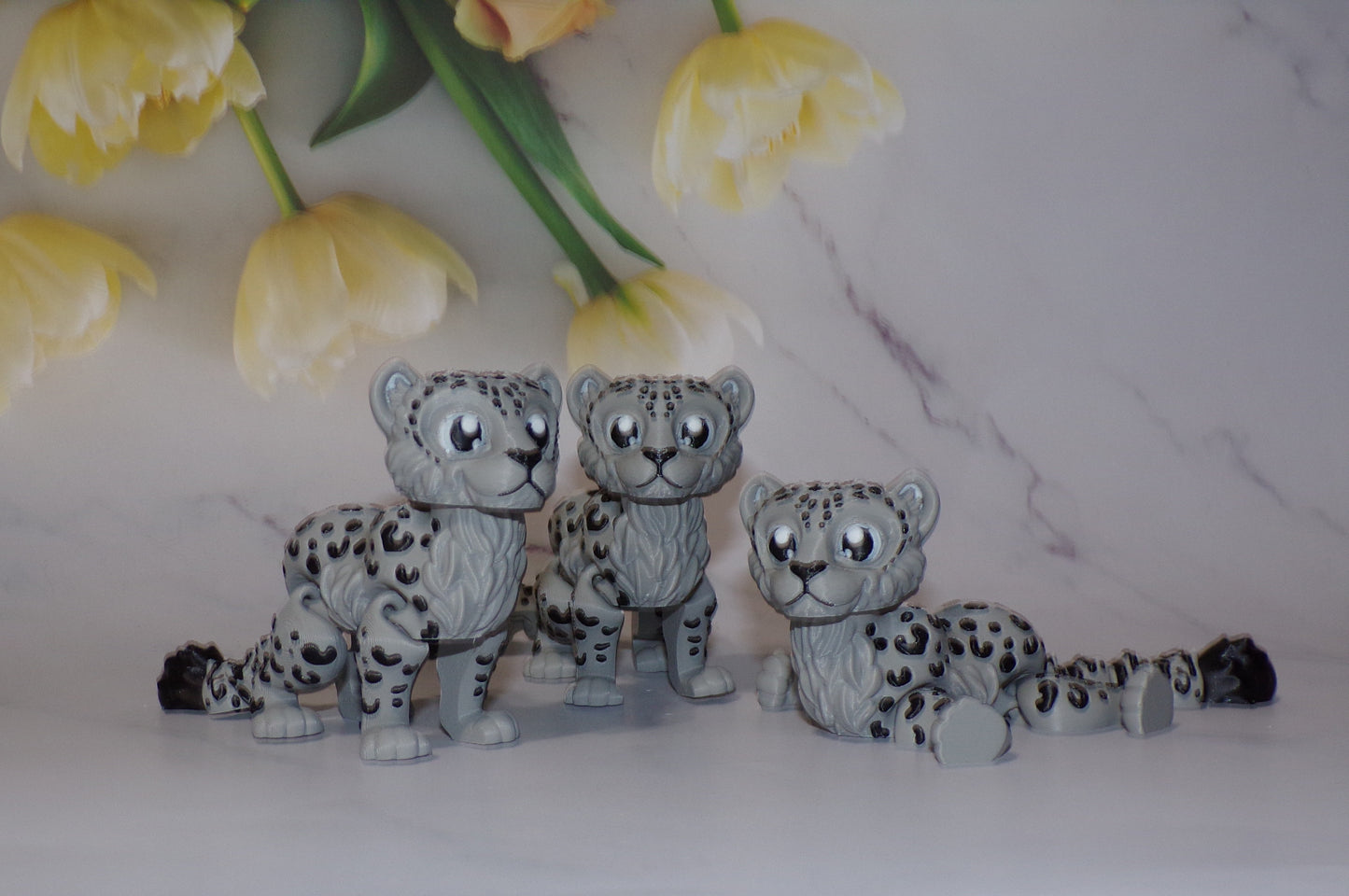 Snow Leopard 3D Printed Articulated Flexi Fidget Figurine