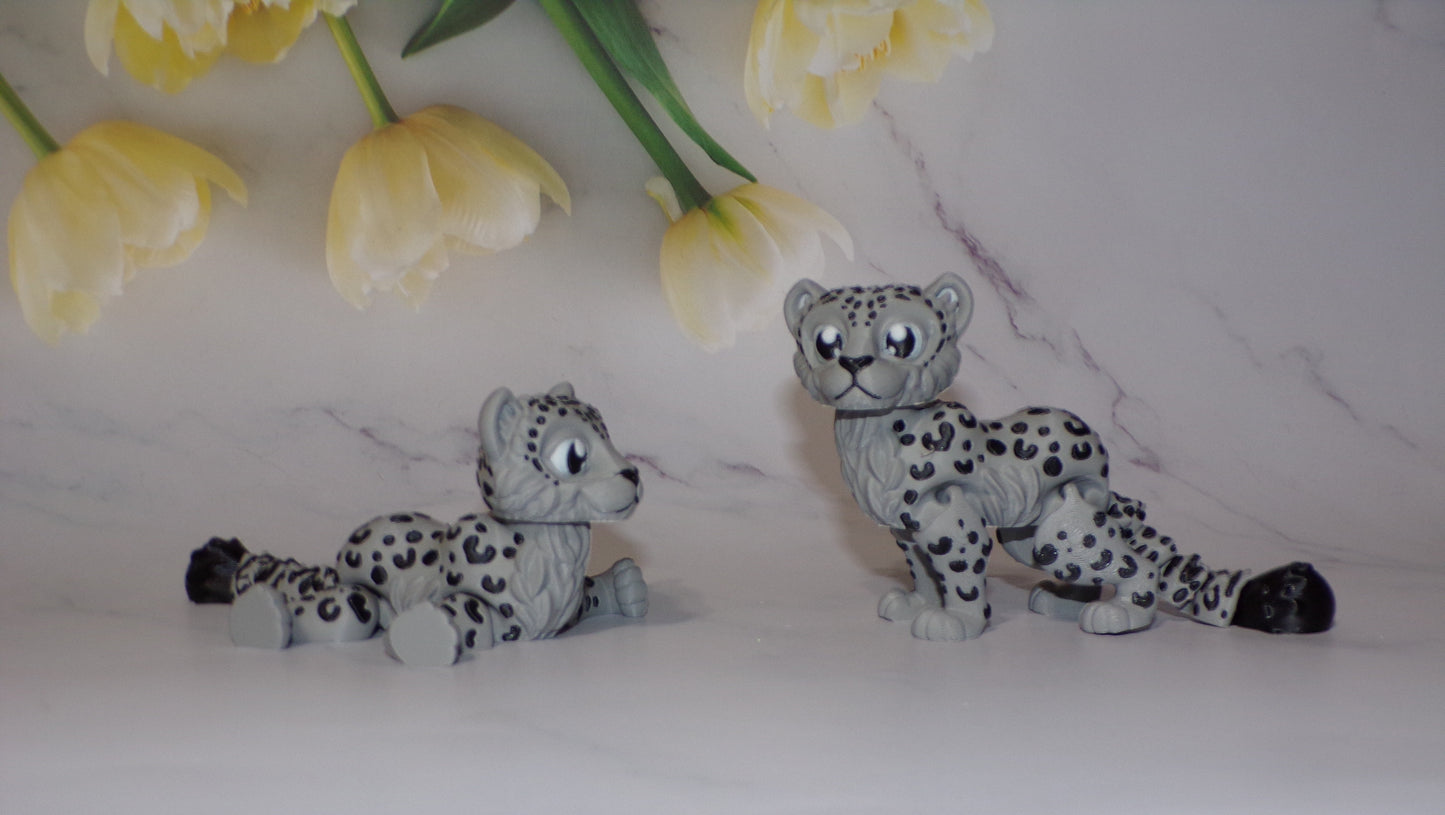 Snow Leopard 3D Printed Articulated Flexi Fidget Figurine