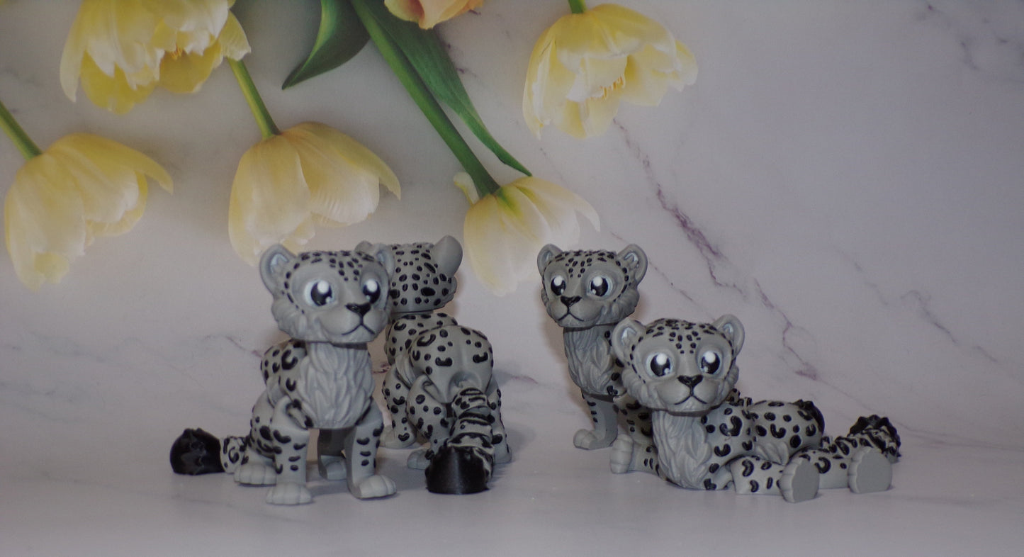 Snow Leopard 3D Printed Articulated Flexi Fidget Figurine