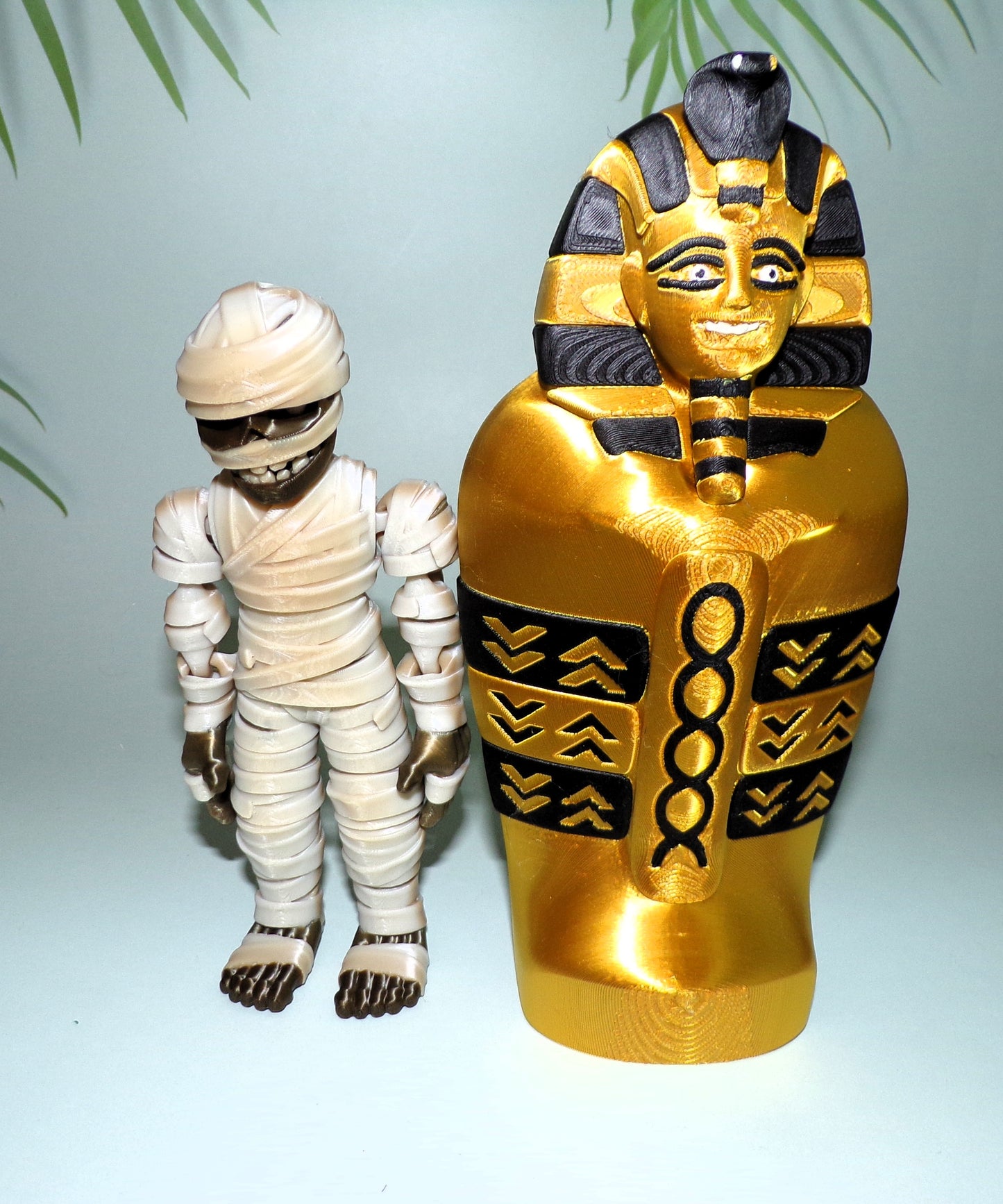 Mummy and Sarcophagus Set 3D Printed Articulated Figurine - Wonderland 3D Printing