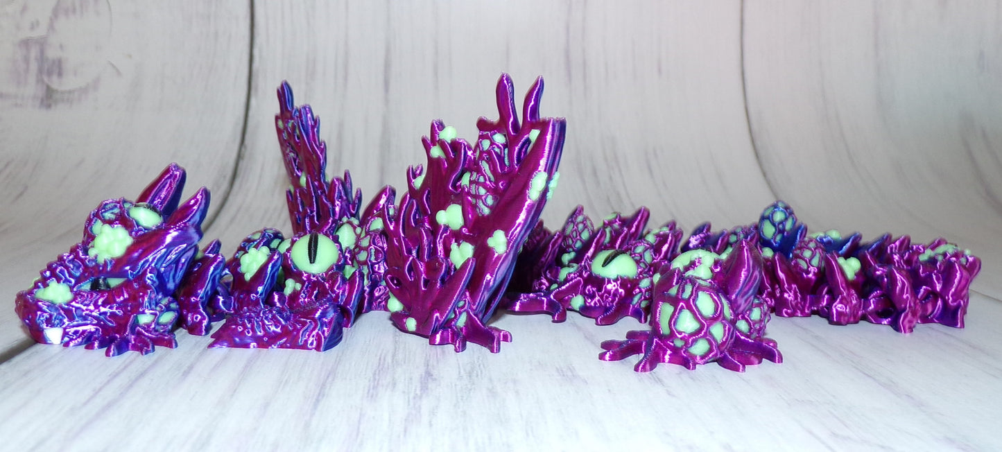 Infested Dragon Winged and Wingless options, 3D Printed Articulated Figurine - Wonderland 3D Printing