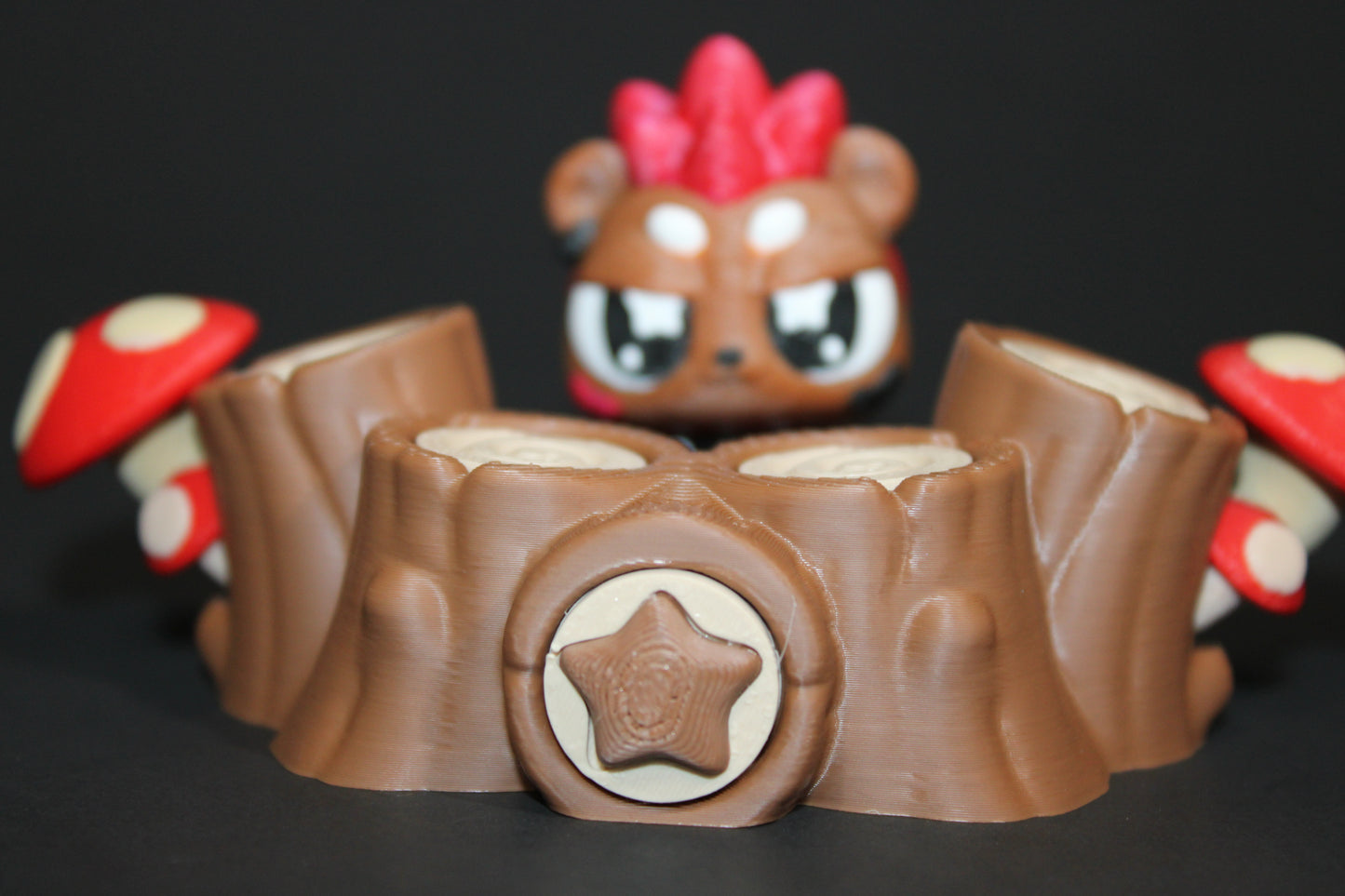 3D-printed Flexi Punk Rock Hedgehog with Stump Drum Set 2.25" Tall - Wonderland 3D Printing