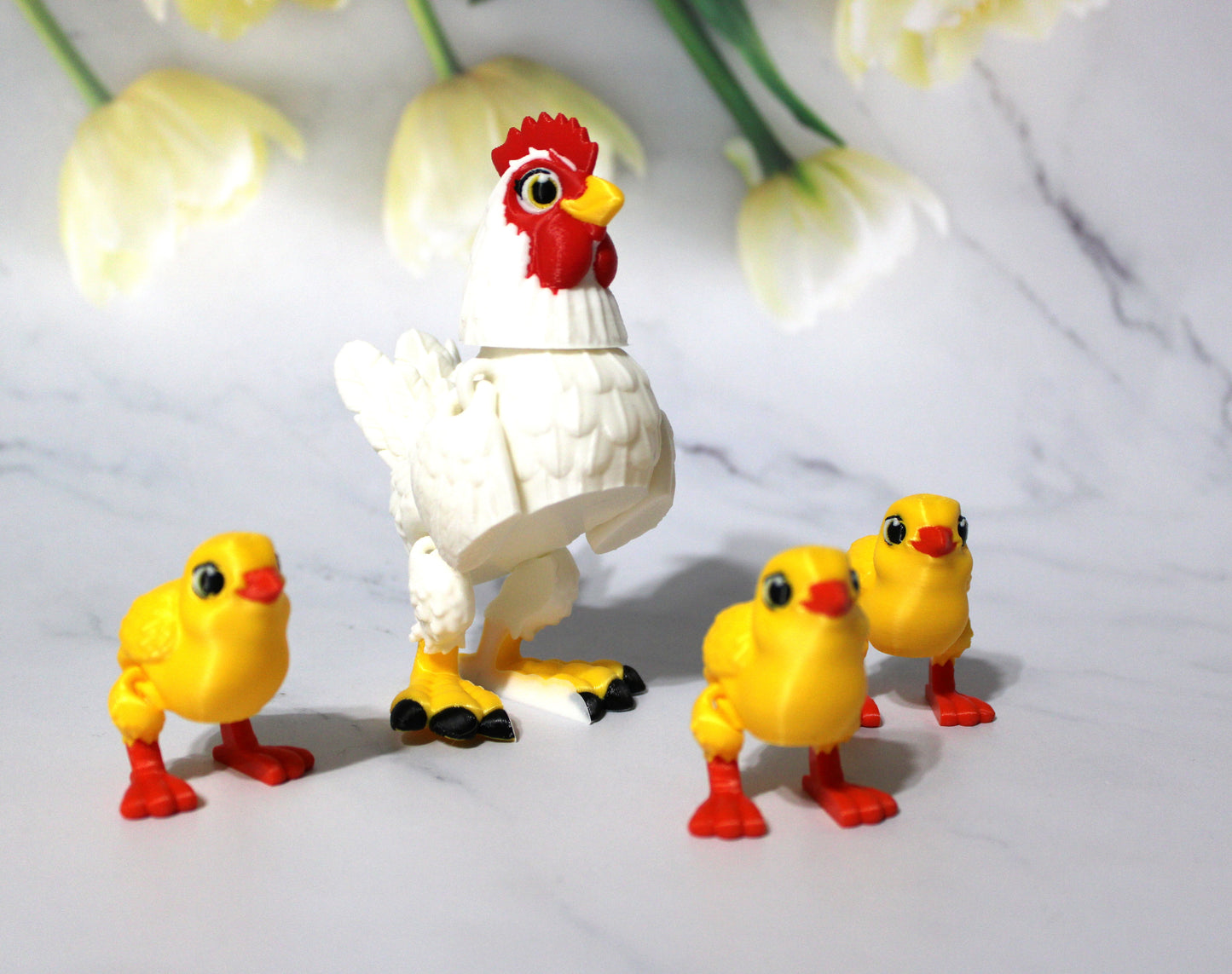 Hen and Chick 3D Printed Articulated Flexi Fidget Figurine