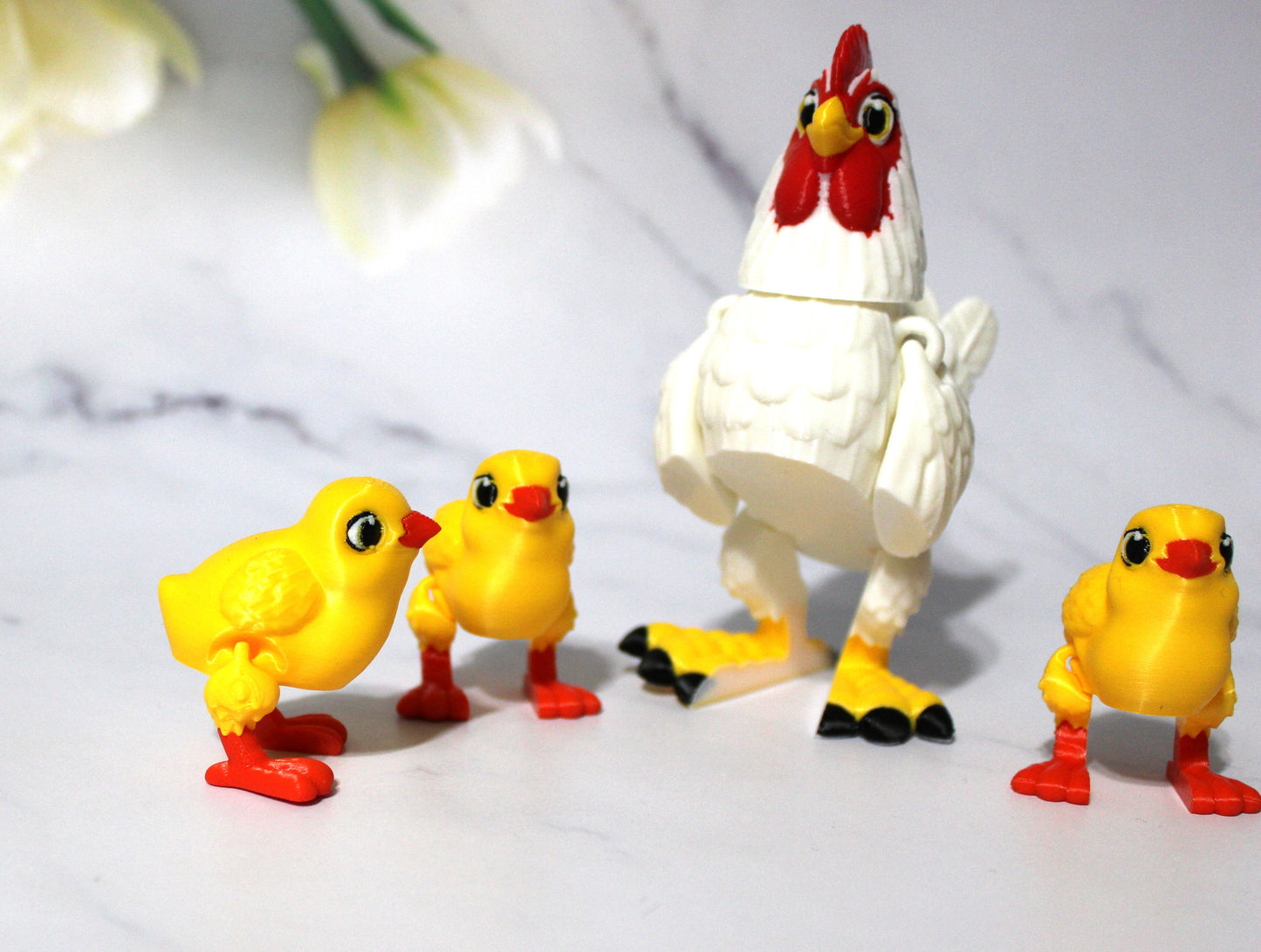Hen and Chick 3D Printed Articulated Flexi Fidget Figurine