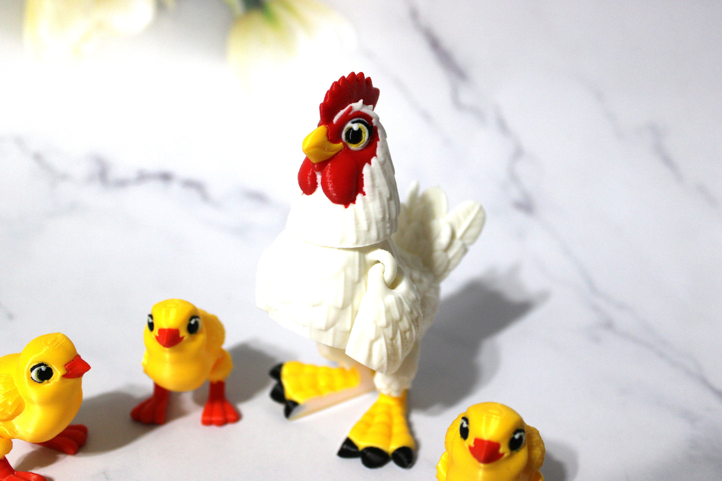 Hen and Chick 3D Printed Articulated Flexi Fidget Figurine