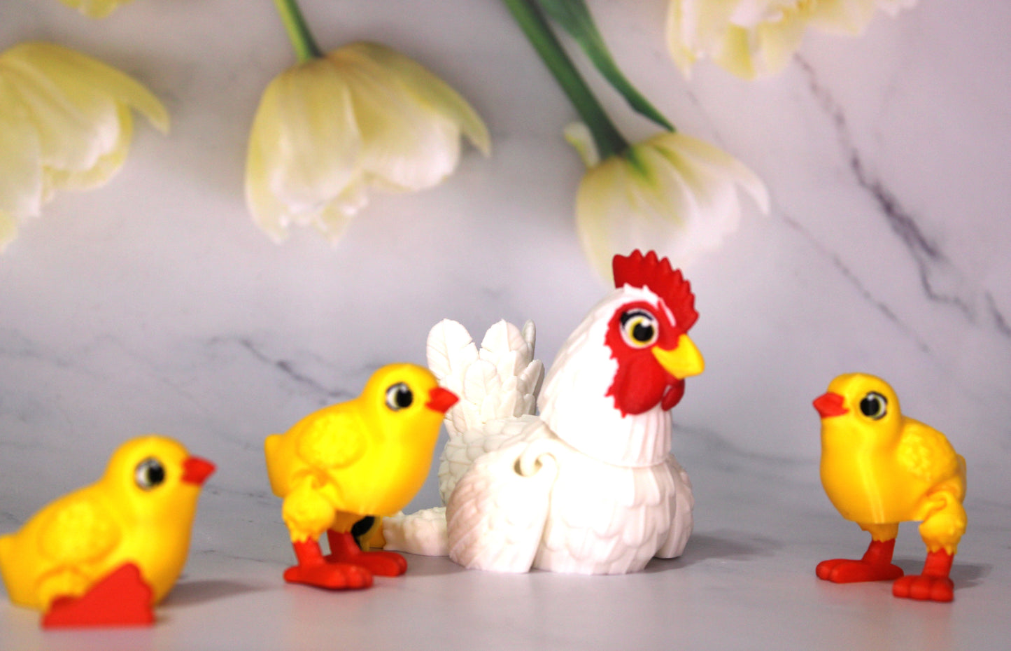 Hen and Chick 3D Printed Articulated Flexi Fidget Figurine