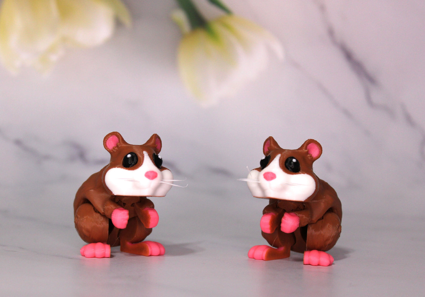 Hamster 3D Printed Flexi Fidget with Whiskers
