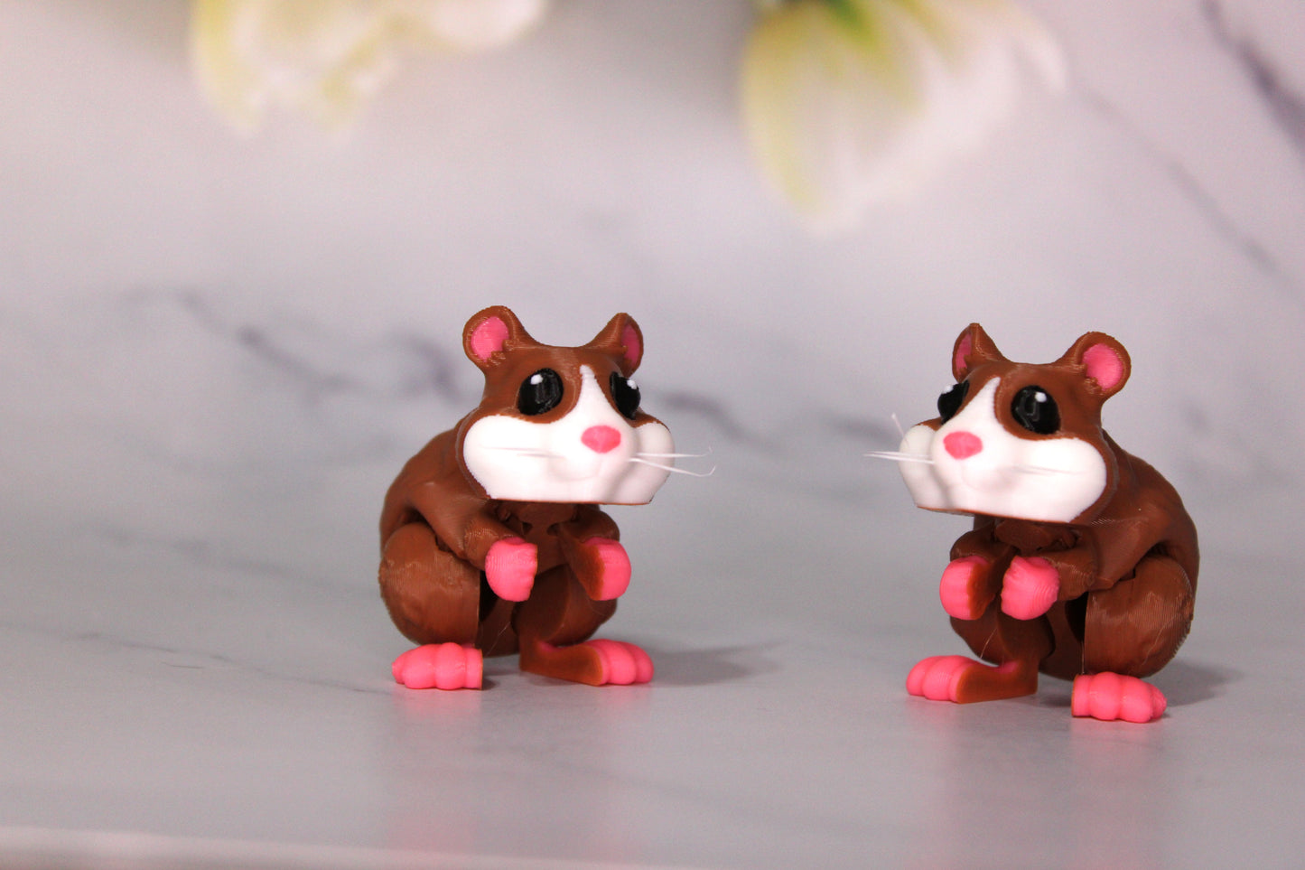Hamster 3D Printed Flexi Fidget with Whiskers
