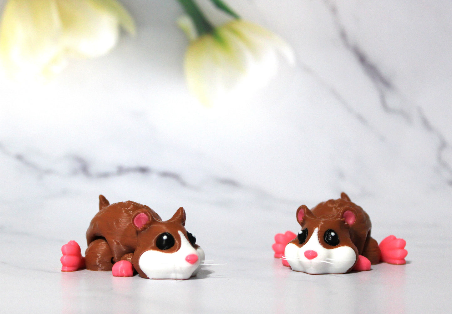 Hamster 3D Printed Flexi Fidget with Whiskers