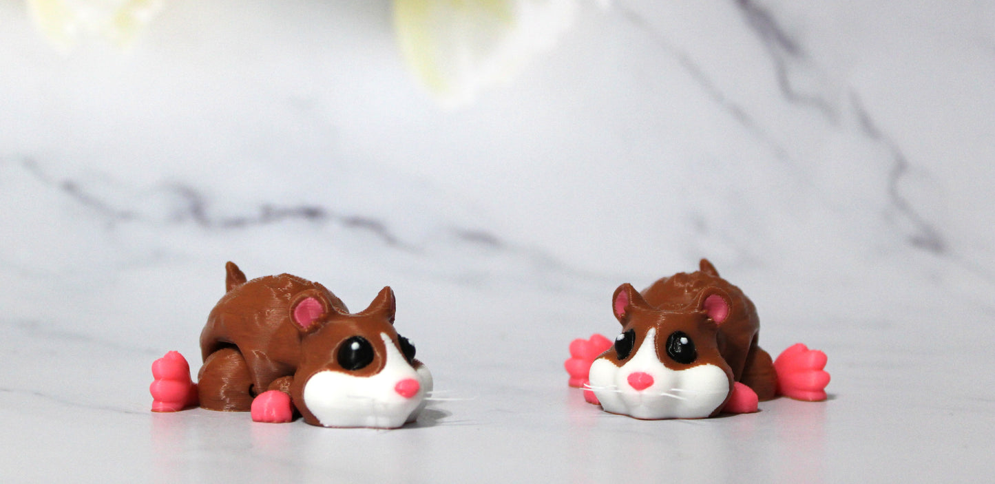 Hamster 3D Printed Flexi Fidget with Whiskers