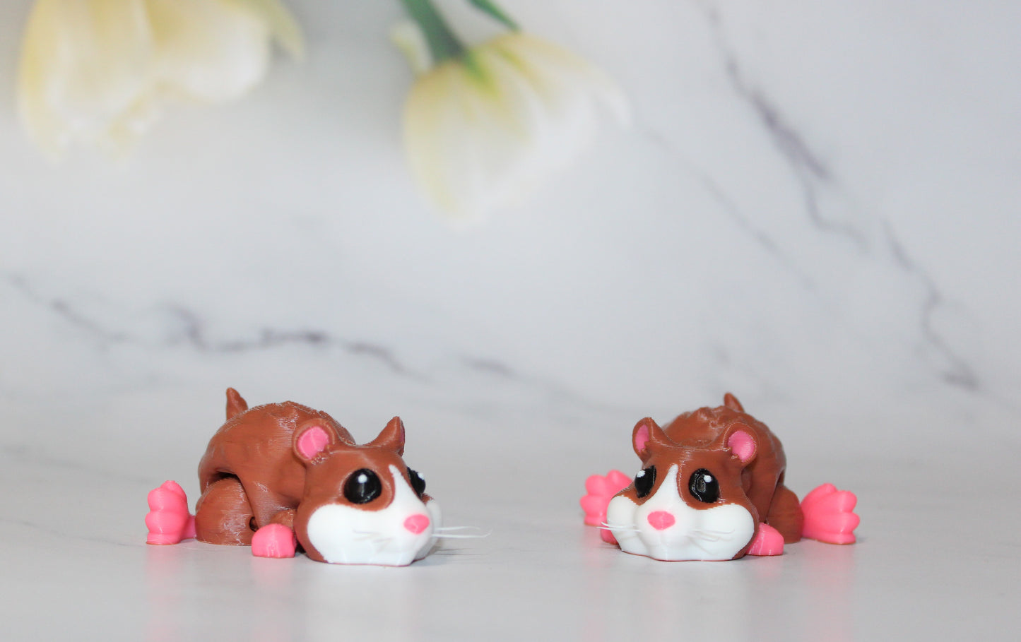 Hamster 3D Printed Flexi Fidget with Whiskers