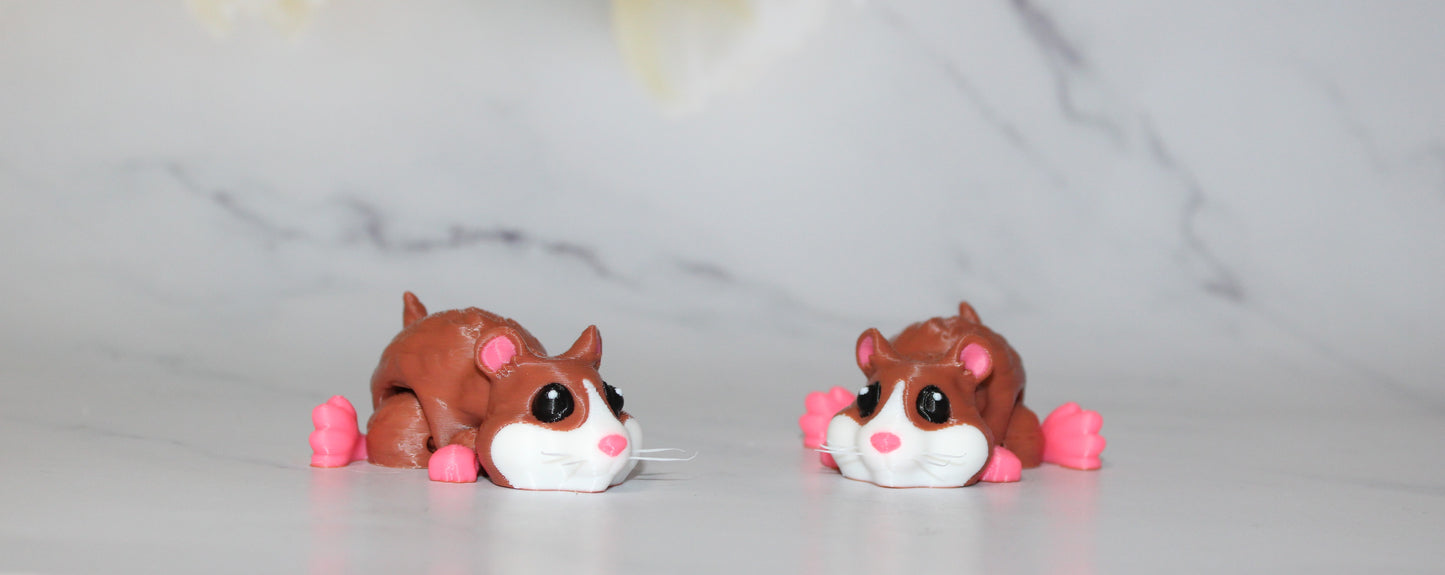 Hamster 3D Printed Flexi Fidget with Whiskers