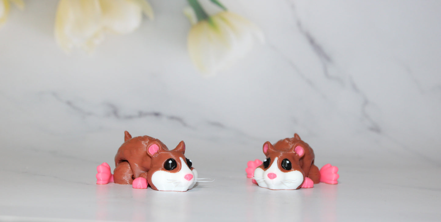 Hamster 3D Printed Flexi Fidget with Whiskers