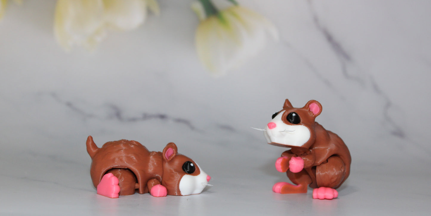 Hamster 3D Printed Flexi Fidget with Whiskers