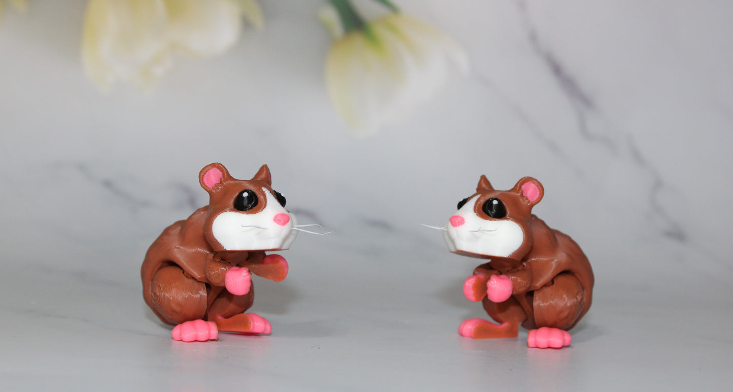 Hamster 3D Printed Flexi Fidget with Whiskers