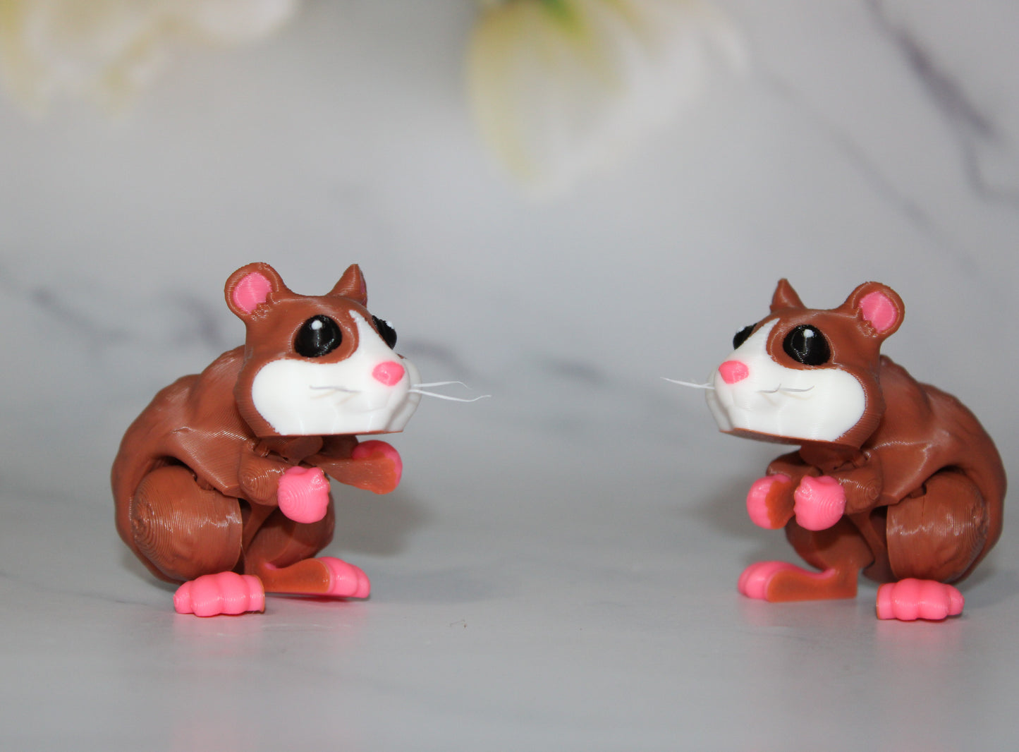 Hamster 3D Printed Flexi Fidget with Whiskers