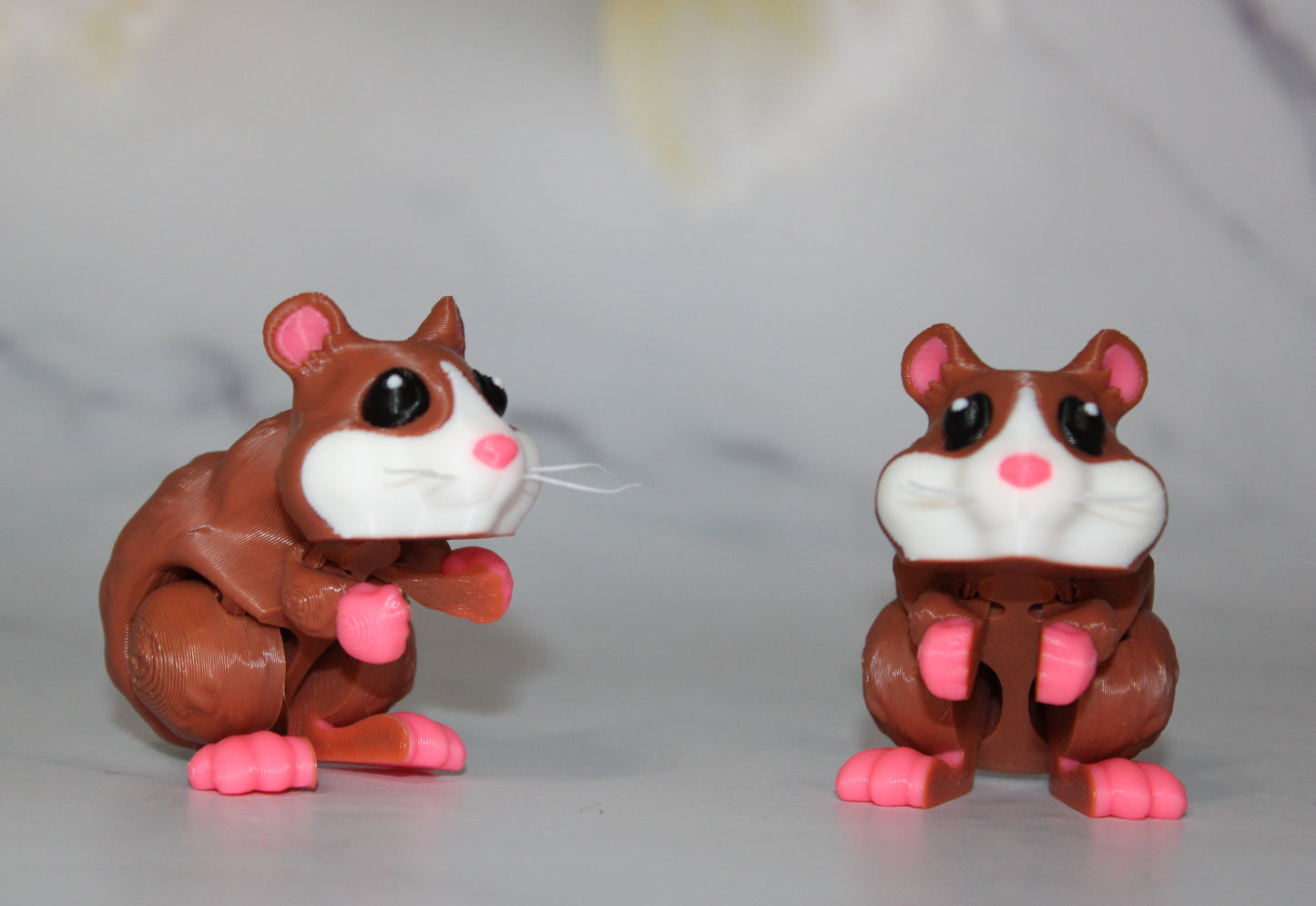 Hamster 3D Printed Flexi Fidget with Whiskers