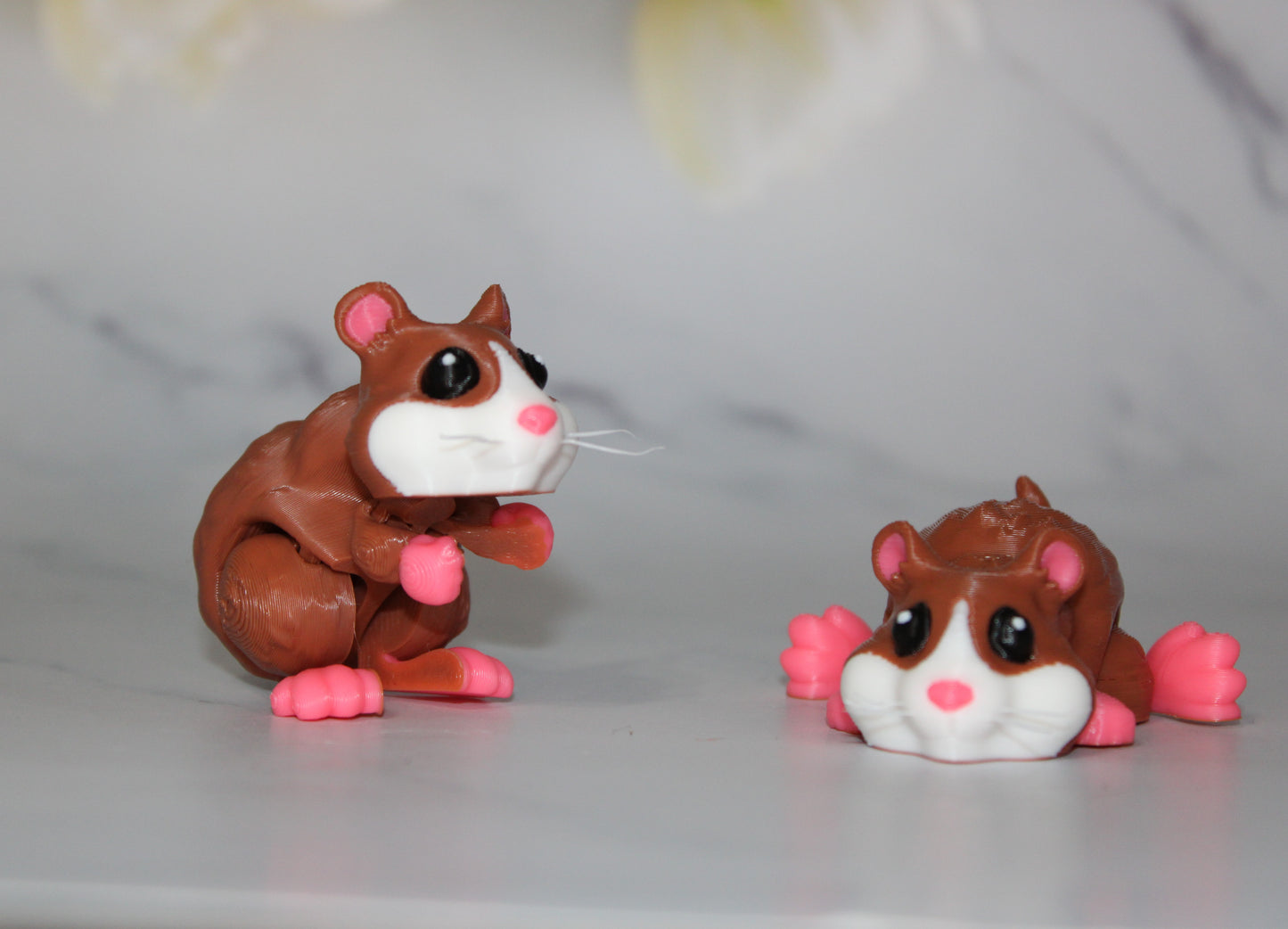 Hamster 3D Printed Flexi Fidget with Whiskers