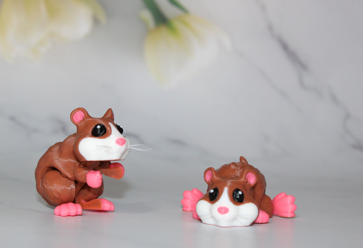 Hamster 3D Printed Flexi Fidget with Whiskers