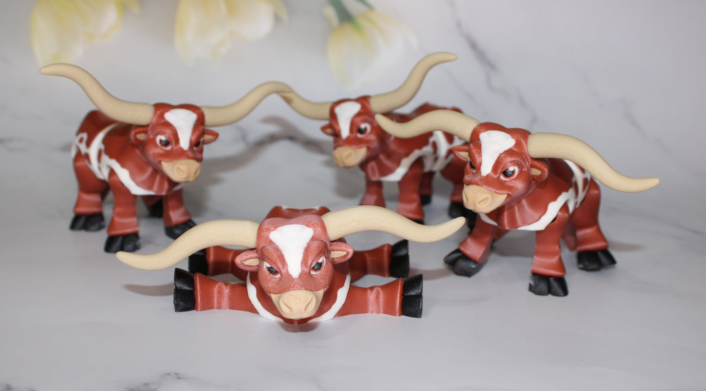 Longhorn 3d printed articulated Flexi Fidget Toy