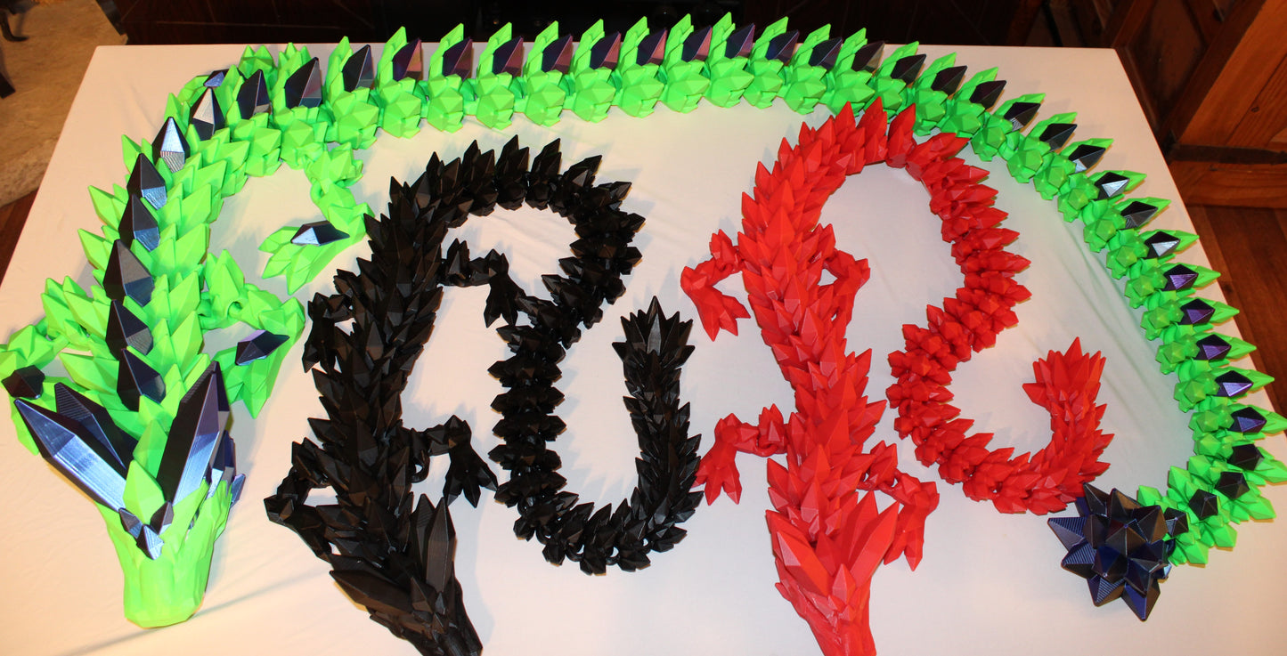 Crystal Dragon 6.7ft or 5 ft long Dragon 3D Printed Articulated Figurine - Wonderland 3D Printing