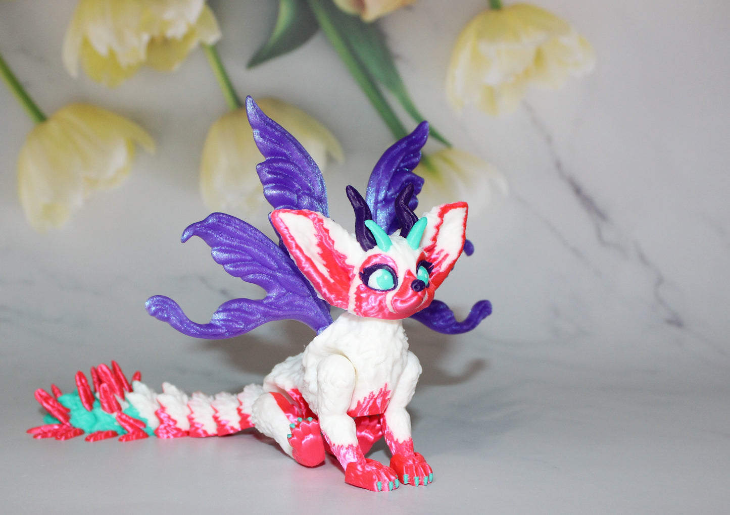 Fennec Fox or Fairy Fennec Fox Articulated 3d Printed Flexi Fidget Figurine - Wonderland 3D Printing